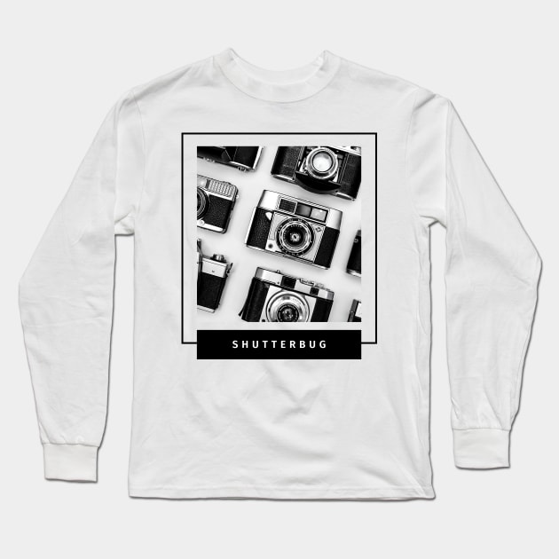 Shutterbug design with vintage cameras for photographers and camera enthusiasts Long Sleeve T-Shirt by BlueLightDesign